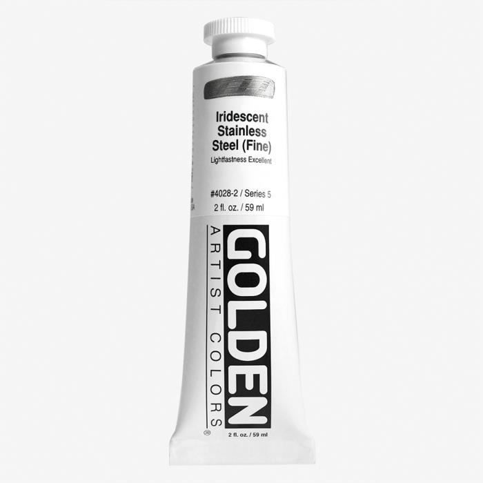 Golden : Heavy Body Acrylic Paint : 60ml : Stainless Steel Fine Iridescent