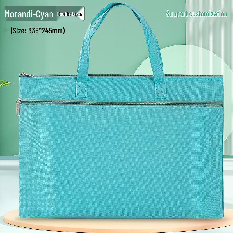 A4 Double-Layer Waterproof Document Bag - Oxford Cloth, Large Capacity, Zippered for Students