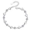 New 925 Sterling Silver New Jewelry Bracelet High Quality Retro Simple Color Heart Shaped Cubic Zirconia Length 17CM+4CM