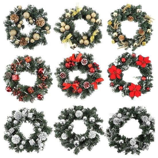 Гирлянда-венок, привлекательная, широкое применение, 3 размера, снежная щетина, сосновая шишка, круглая гирлянда, декор для сада