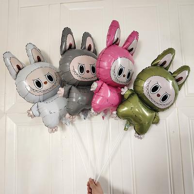 4 шт. Лабубу Игрушка-шар Подарок для мальчиков и девочек Мультяшный Милый Украшение для вечеринки по случаю дня рождения Алюминиевая пленка Креативные шары