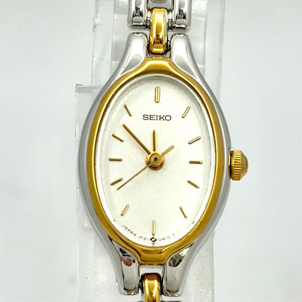 Б/у [Хорошее состояние/новый аккумулятор] SEIKO Seiko женские часы овальные 1F21-5A00 270098