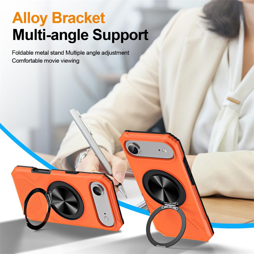 Dual Layer Armor Magnetic Folding Stand Phone Case For iPhone 16 17 Pro Max Air 15 14 13 12 Non-slip Protector Back Cover