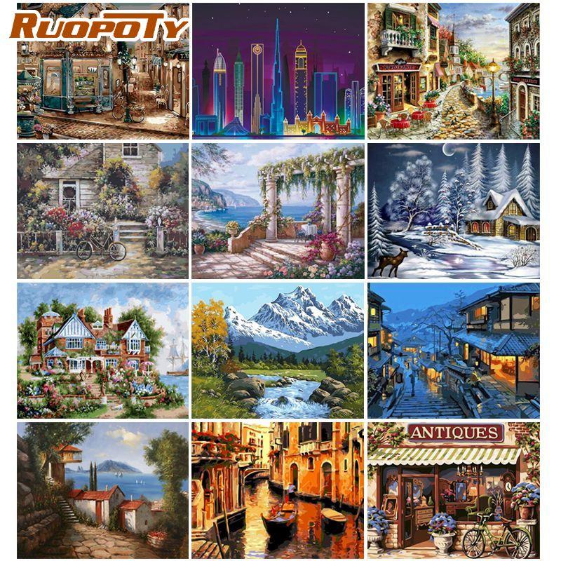 RUOPOTY Картина маслом, набор для рисования по номерам, акриловая краска, ручная роспись, настенное искусство для домашнего декора, 40x50 см