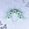 Graceful Floral Hair Garlands Silk Headpiece Ethnic Hair Decoration with Colorful Flowers Floral Charm for Photoshots