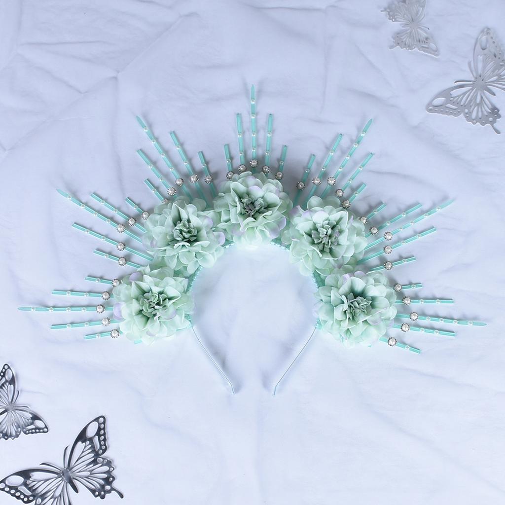 Graceful Floral Hair Garlands Silk Headpiece Ethnic Hair Decoration with Colorful Flowers Floral Charm for Photoshots