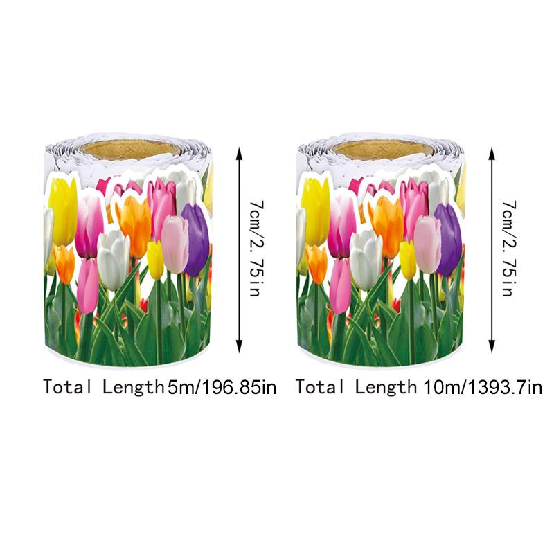 5/10M/Roll Tulip Flower DIY School Blackboard Classroom Floral Bulletin Border Mother's Day Coated Paper Bulletin