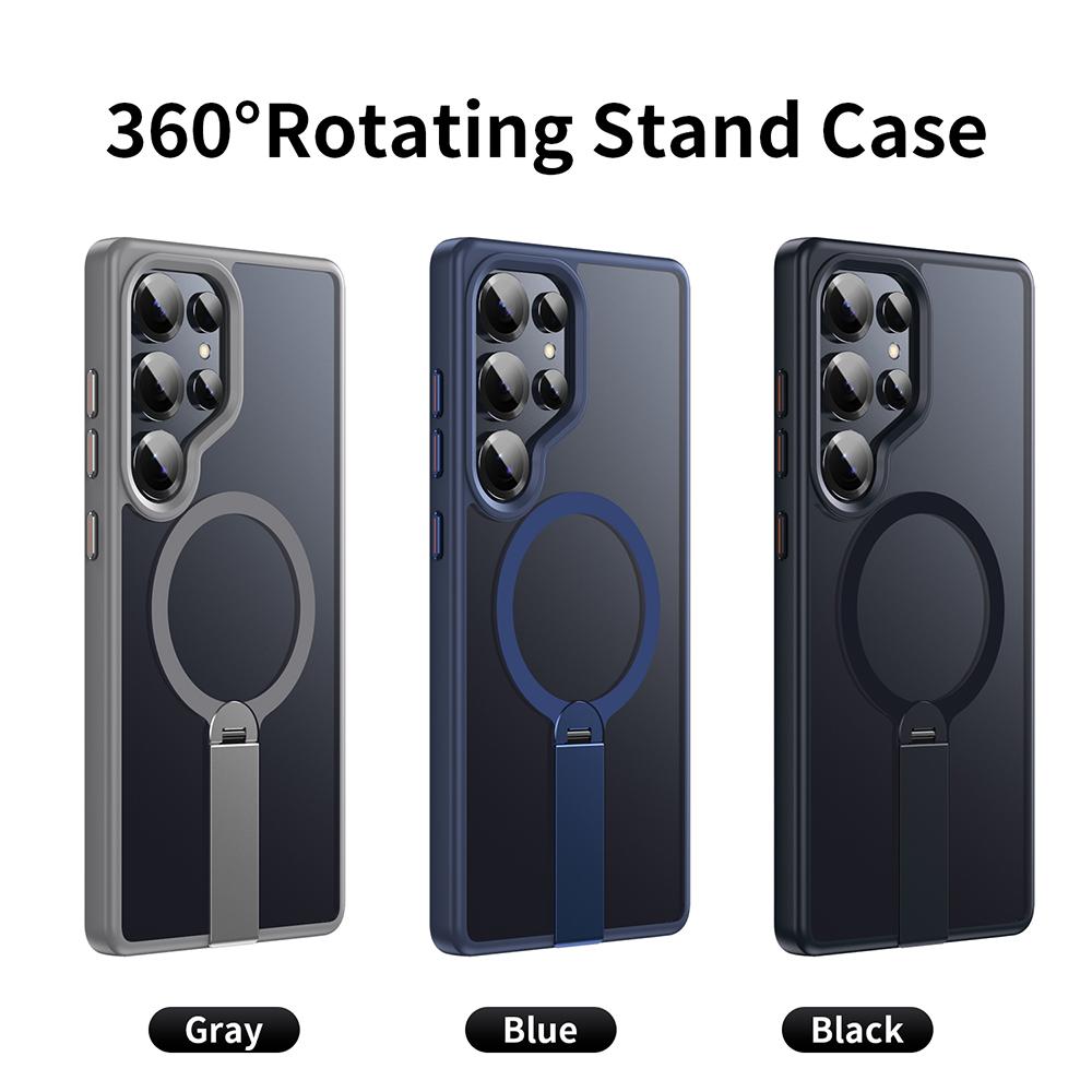 KEYSION 360 Скрытая Металлическая Подставка Магнитный Чехол для Magsafe для Samsung Galaxy S24 S25 Ultra S24+ S25+ Матовый Ударопрочный Чехол для Телефона