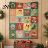 Vintage Style Fall Birthday Present Halloween Patchwork Throw Blanket, 90s Plaid Tapestry with Ghost Pumpkin Bat, Cozy Decorative Fabric for