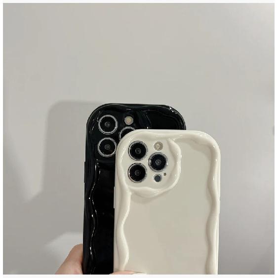 Fashion Wave Pattern Solid Color Cream Case For iPhone 15 Pro Max 14 Plus 13 12 11 Pro X XR Xs Max 7 8 SE 2022 Soft Clear TPU Phone Case