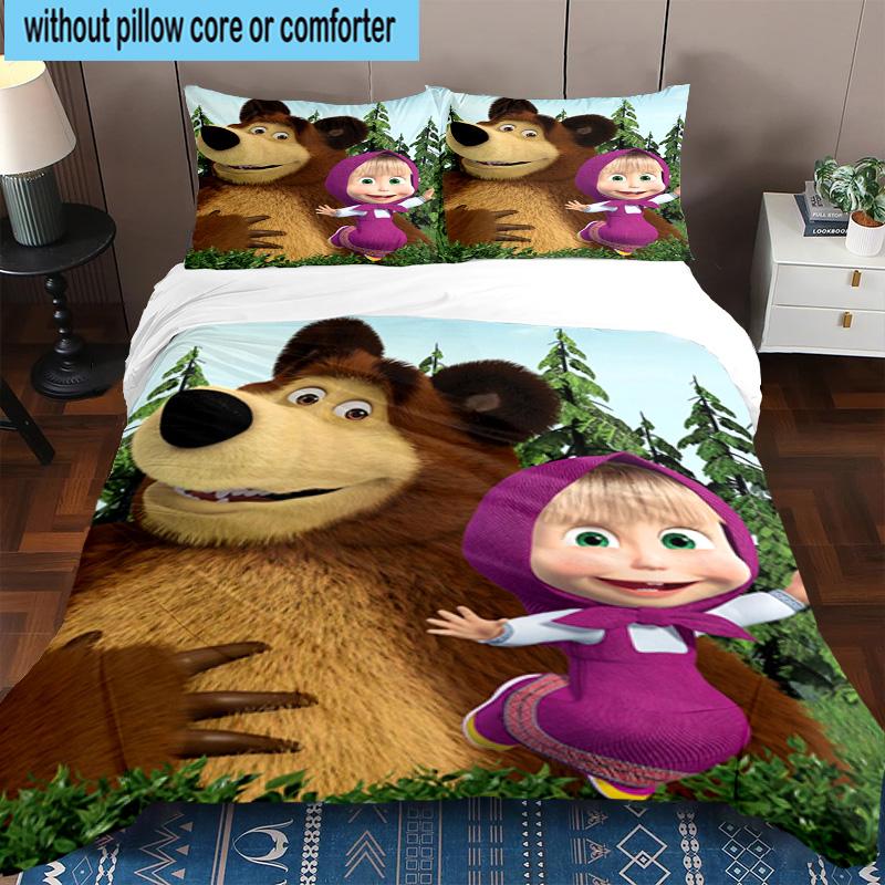 3PCS Bear In Spring 3pcs Bedding,Including 3PCS Duvet Cover And 2pcs Pillowcases Perfect for Christmas,Ideal for Bedroom, Dormitory