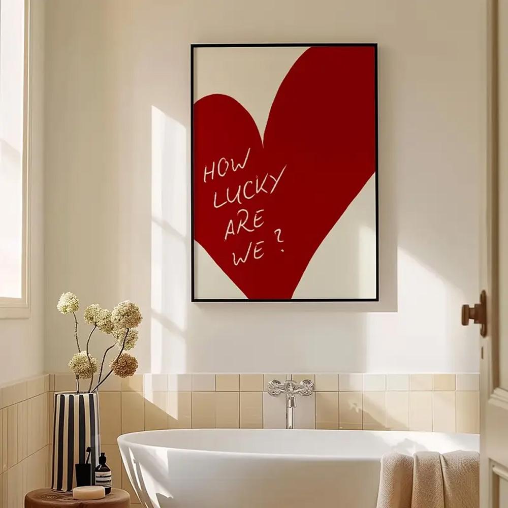 Are We Poster Canvas Painting Modern Print Wall Art Bedroom Home Decor Valentine Gift Piece Frameless Red Love Heart How Lucky
