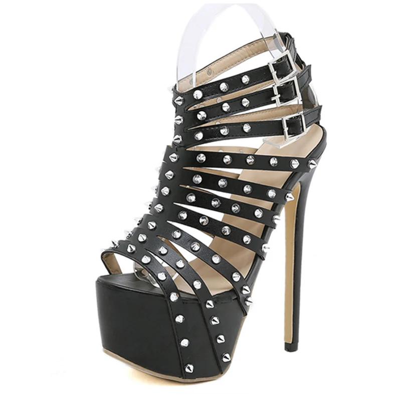 Fashion Sexy Peep Toe Women Shoes 2025 New Summer Platform High Heels Sandals for Women Fashion Rivet Decoration Party Pole Dance Shoes