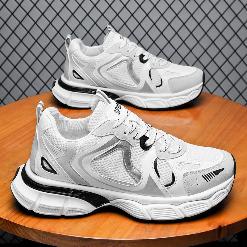 Летние мужские кроссовки Pop Daddy с толстой подошвой, классическая сетчатая поверхность, дышащие, повседневные кроссовки для бега, мягкая подошва, нескользящая спортивная обувь