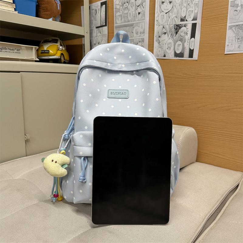 Легкий студенческий школьный рюкзак с принтом в горошек для поездок