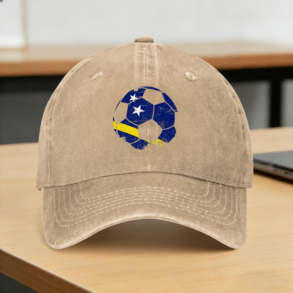Curacao Soccer Baseball Cap Sun Hiking Fishing Sunscreen Washed Trucker Hat Unisex Adult Casual Design Snapback Cap