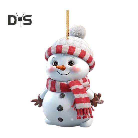 5 Pcs Christmas Snowman Pendant Acrylic Cartoon Snowman Hanging Ornaments Holiday Christmas Tree Hanging Snowmen for Home Decor