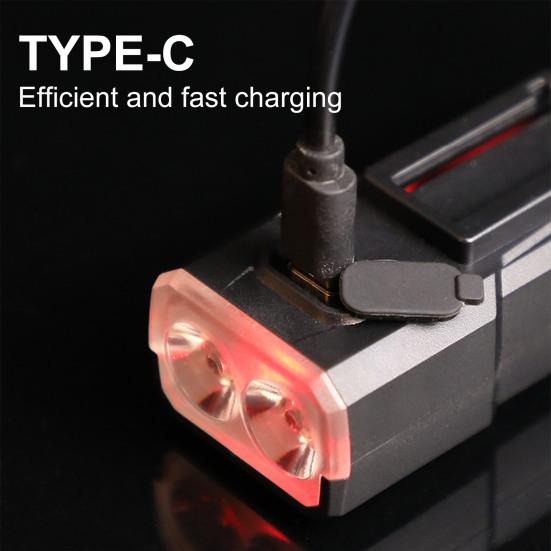 Bicycle Headlight with Adjustable Strap Type-C Rechargeable 3 Modes Waterproof 100 Lumens Night Riding Road Mountain Bike Front Lamp Mini Flashlight