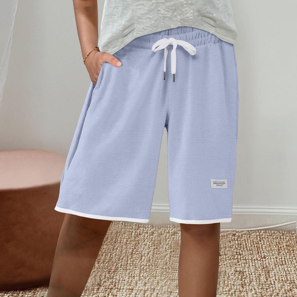 Женские спортивные шорты, повседневные свободные однотонные шорты с эластичной резинкой на талии