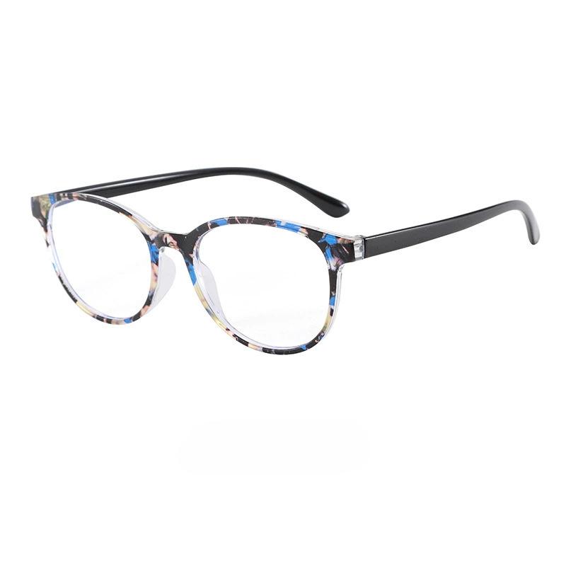 New Fashionable Anti Blue Light Circular Large Frame Reading Glasses Clear Lens Optical Prescription Eyeglasses 0 To +4.0