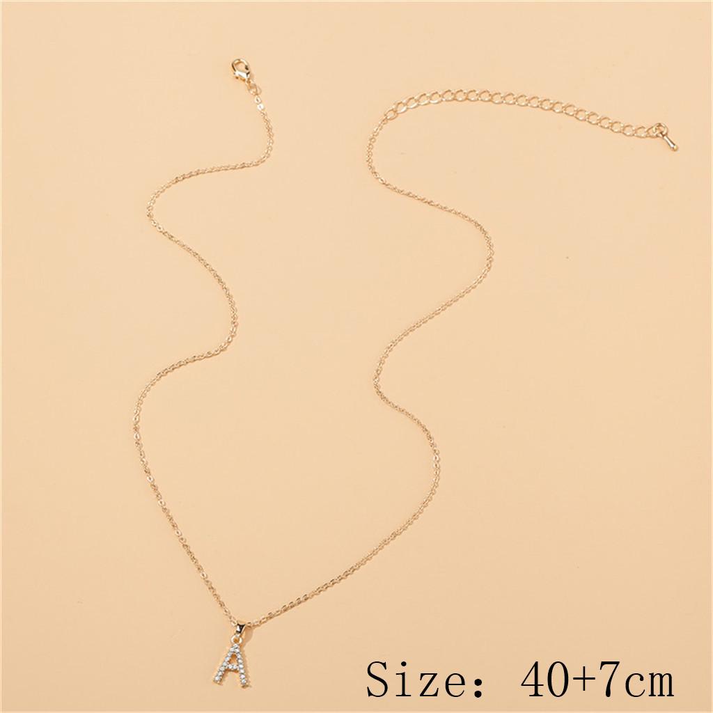 26 Letter Necklace Gold Necklace Female DIY Pendant With Diamond Clavicle Chain
