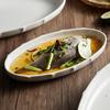 Elegant Large Japanese Ceramic Steamed Fish Plate for High-End Dining