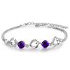 New Fashion 925 Sterling Silver Women Bracelets Jewelry Charm Crystal Purple Heart Female Anklets Bracelets Accessories