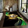 Modern Soccer Ball Carpet with Green Yellow Abstract Design Suitable for use as an anti-slip for living room bedroom sofas