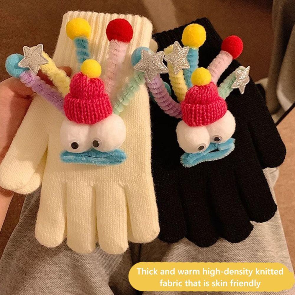 1Pair Soft Women's Gloves Cute Funny Cycling Cold Protection Gloves Warm Knitted Gloves