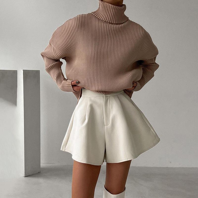 Женские шорты с высокой талией, повседневные свободные трапециевидные широкие шорты, однотонные модные карманные офисные женские брюки, уличная одежда, короткие женские брюки