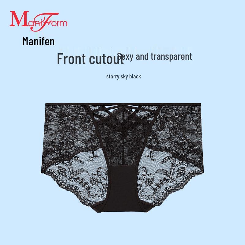 Maniform Women's Sexy Lace Antibacterial Seamless Mid-Low Waist Briefs