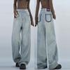 Новые стираные голубые узкие и универсальные прямые джинсы с высокой талией, женские свободные широкие брюки для мытья полов