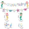 Happy Birthday Banner Mermaid Party Decor Mermaid Tail Shell Bunting Garland Girl First Birthday Party Decoration Baby Shower