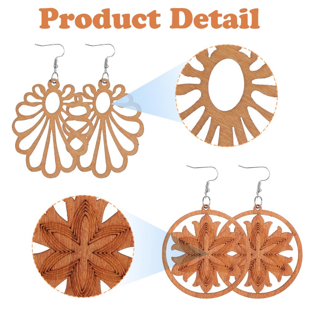 16 Pairs Jewelry Bohemian Wood Earrings Pendant Earring Making African Dangle Earrings
