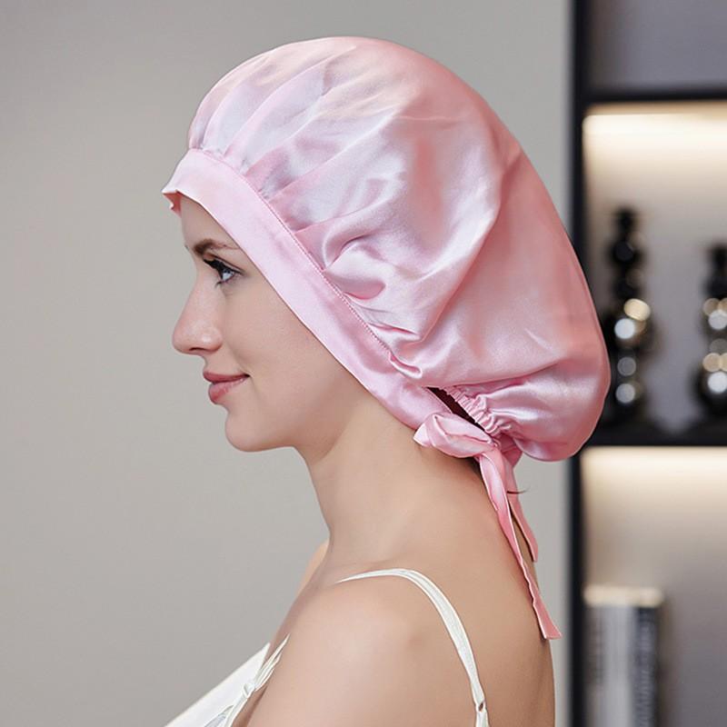 Silk Sleep Cap Women Adjustable Hair Protection Hat Mulberry Bath Postpartum Breathable Home Use