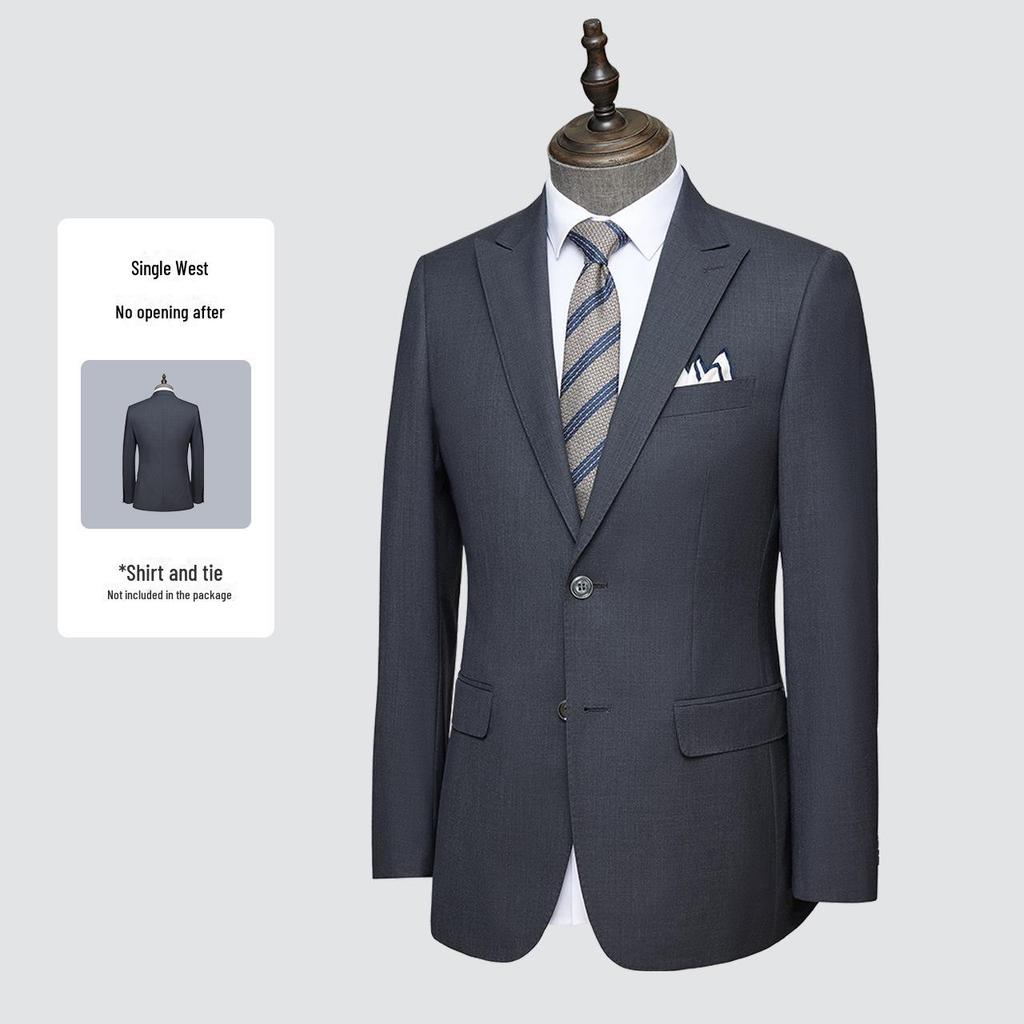 Высококачественный мужской деловой пиджак из серой шерсти