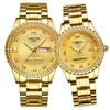 Популярные парные часы для мужчин и женщин. Роскошные часы с бриллиантами и позолотой с классическими акцентами из нержавеющей стали. Водонепроницаемый. Идеальный подарок