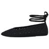 Round Toe Lightweight Lace-Up Hollow Crochet Ballet Casual Shoes 1cm Women Shoes Black 13553510800
