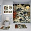 Japanese Style Retro Landscape Shower Curtain Bathroom Partition Curtain Bathroom Set With Shower Curtain And Rugs