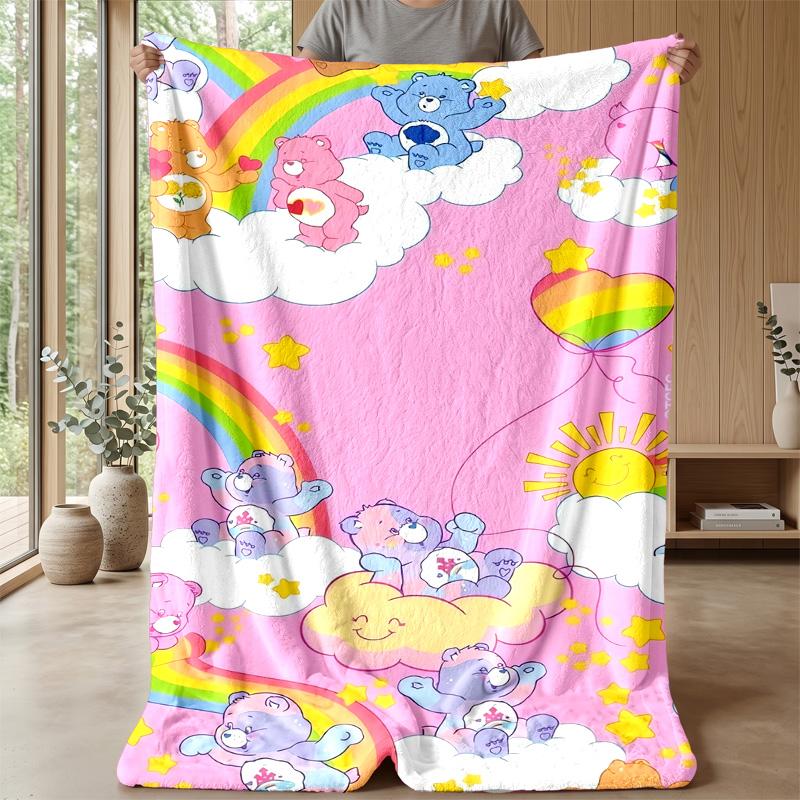 Care Bears Cozy Flannel Blanket, Comfortable Warm Throw Blanket for Bedroom Sofa Home Use