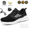 Safety Work Shoes Steel Toe Protective Boots Women Men Anti-Punctur Work Boots Indestructible Safety Shoes Outdoor Sneaker Black