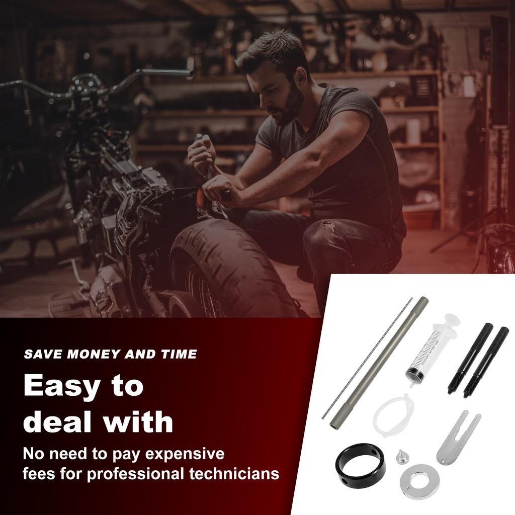 Универсальный набор инструментов для обслуживания вилки мотоцикла 3-в-1 с инструментом для проверки уровня масла в вилке/компрессором пружины/инструментом для стравливания штока амортизатора