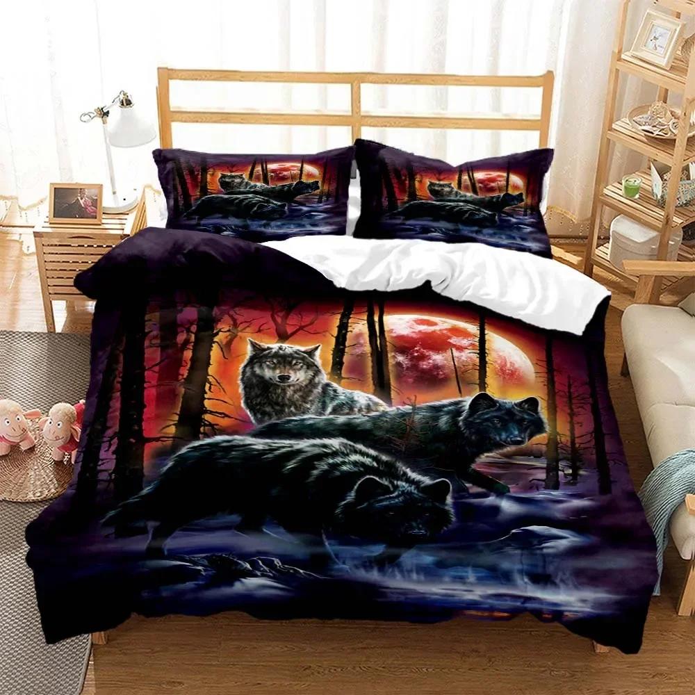 Wolf Digital Print Comfortable Duvet Quilt Cover Pillowcase Bedding Set Children Bedroom Decoration Home Textile
