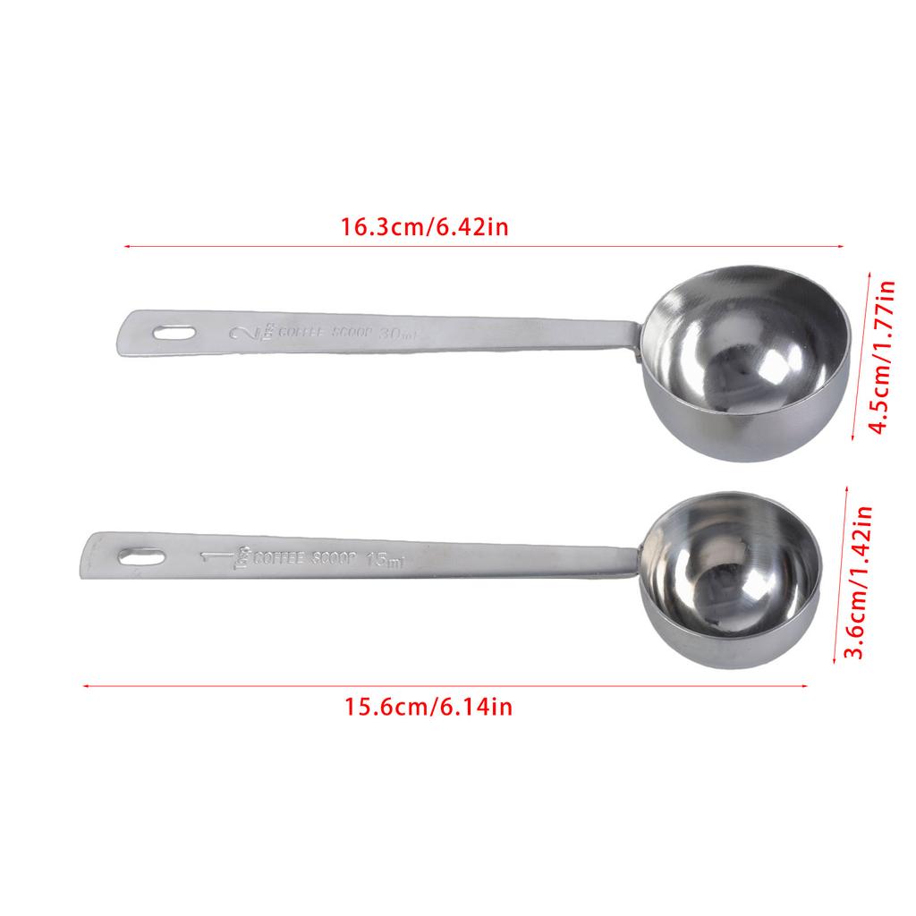 2PCS 304Stainless Steel Tablespoon Measuring Spoon with Long Handle Measuring Utensils for Grinding Coffee and Baking