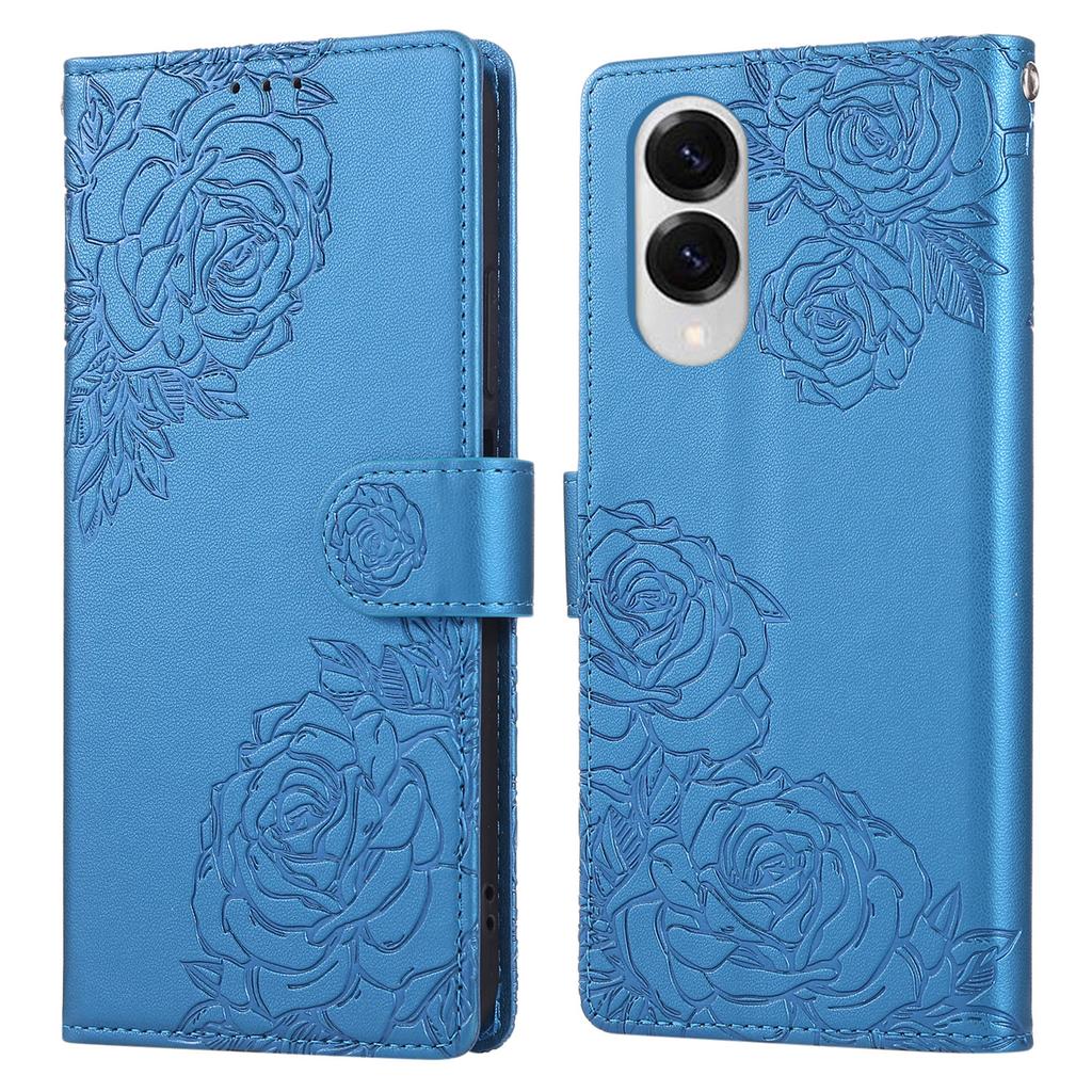 Для Samsung Galaxy S25 Чехол-книжка Edge из ПУ кожи с рисунком розы и 3 отделениями для карт