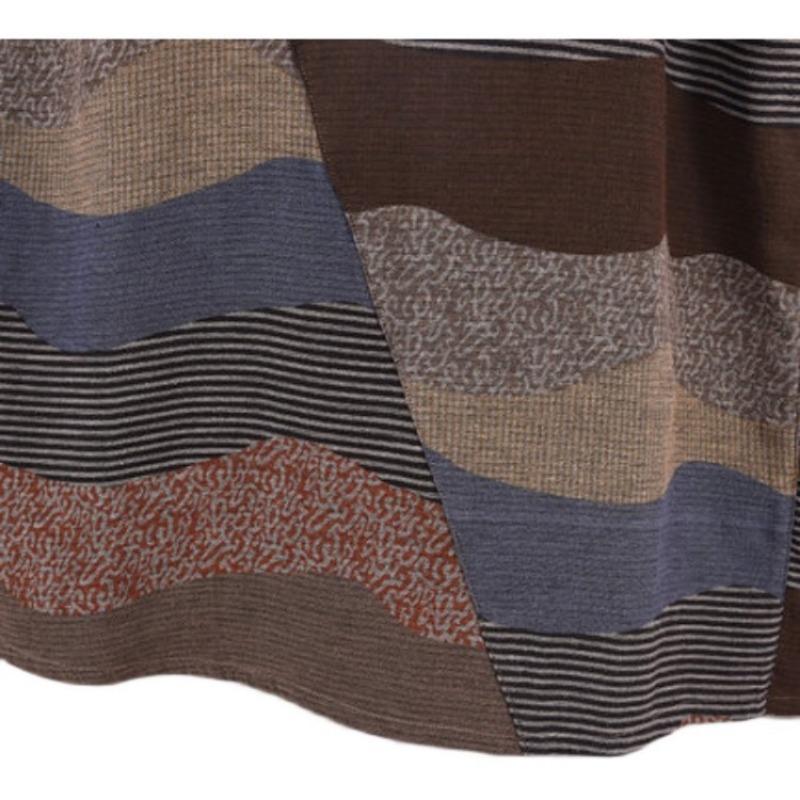 Повседневное свободное платье из хлопка и льна с круглым вырезом и длинными рукавами