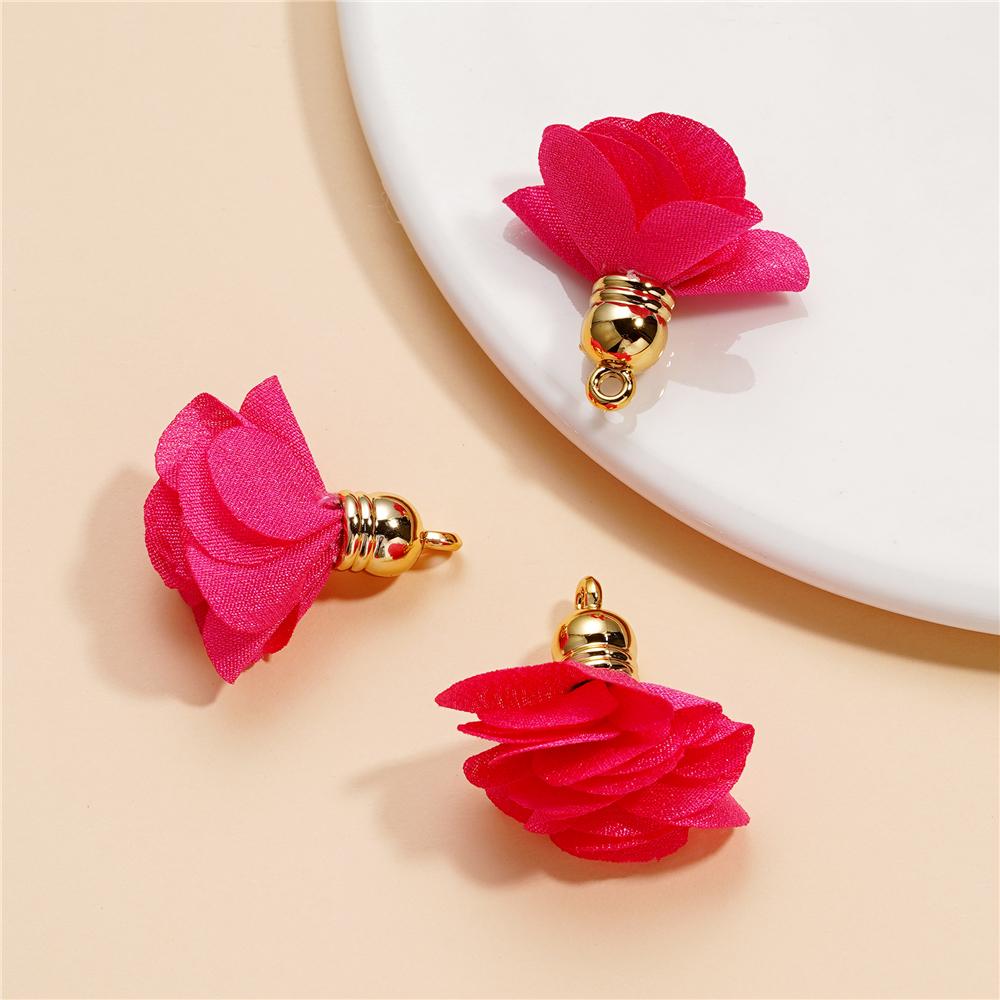 10Pcs/Lot Fabric Flower Tassel Pendants for Jewelry Making for DIY Bracelet Earrings Keychain Tassel Jewelry Making Accessories