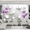 Photo Wallpaper 3d Stereo Circle Ball Purple Calla Flower Murals Modern Bedroom Living Room Tv Background Wall Painting