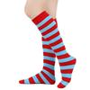 Women Striped Knee-high Socks Colorful Stretchy Knee-length Socks Ribbed Leg Warmers for Costume Party Street Daily Wear