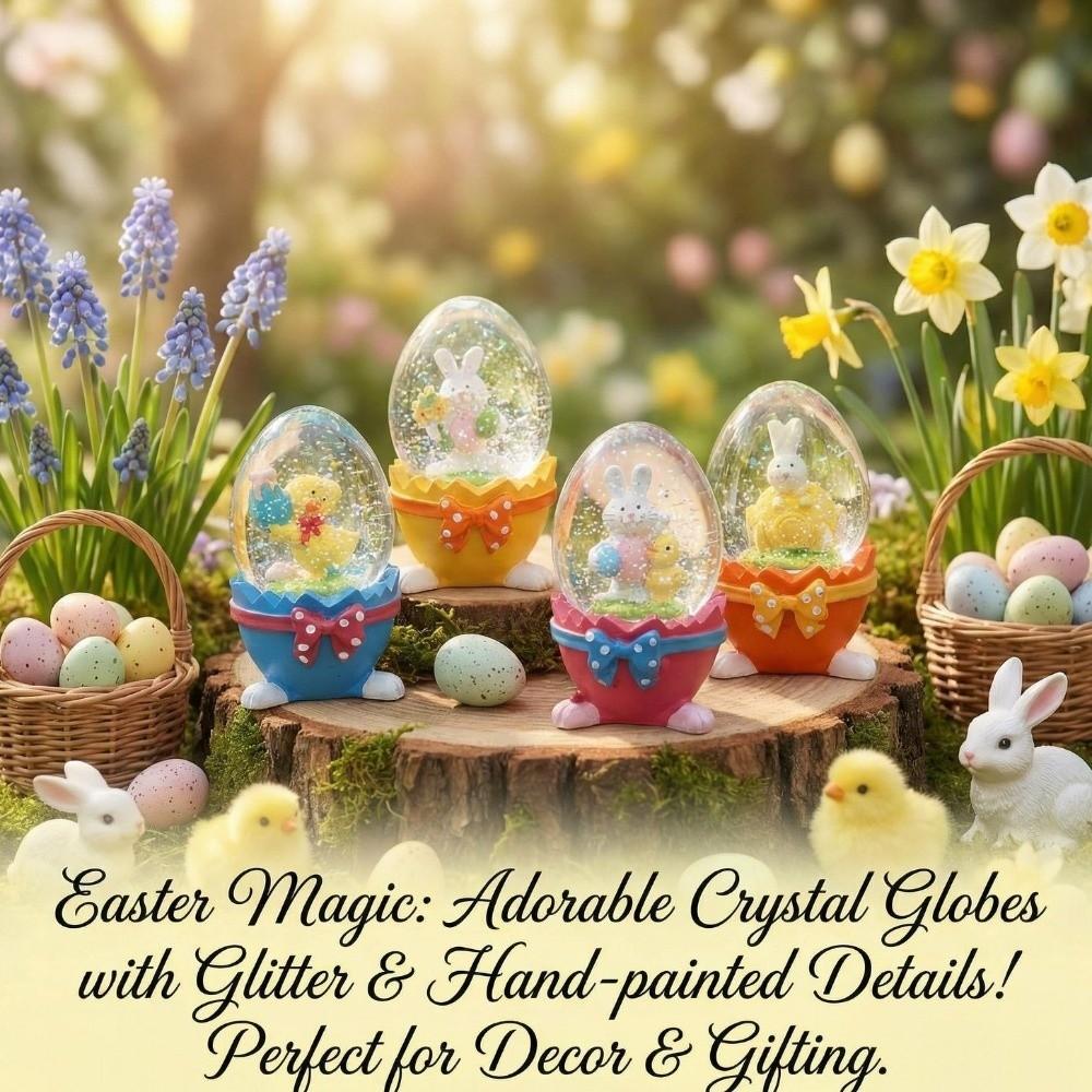 Resin Bunny Rabbit Figurine Glass Rabbit Hugging Eggs Snowball Easter Egg Ornament Gift Giving